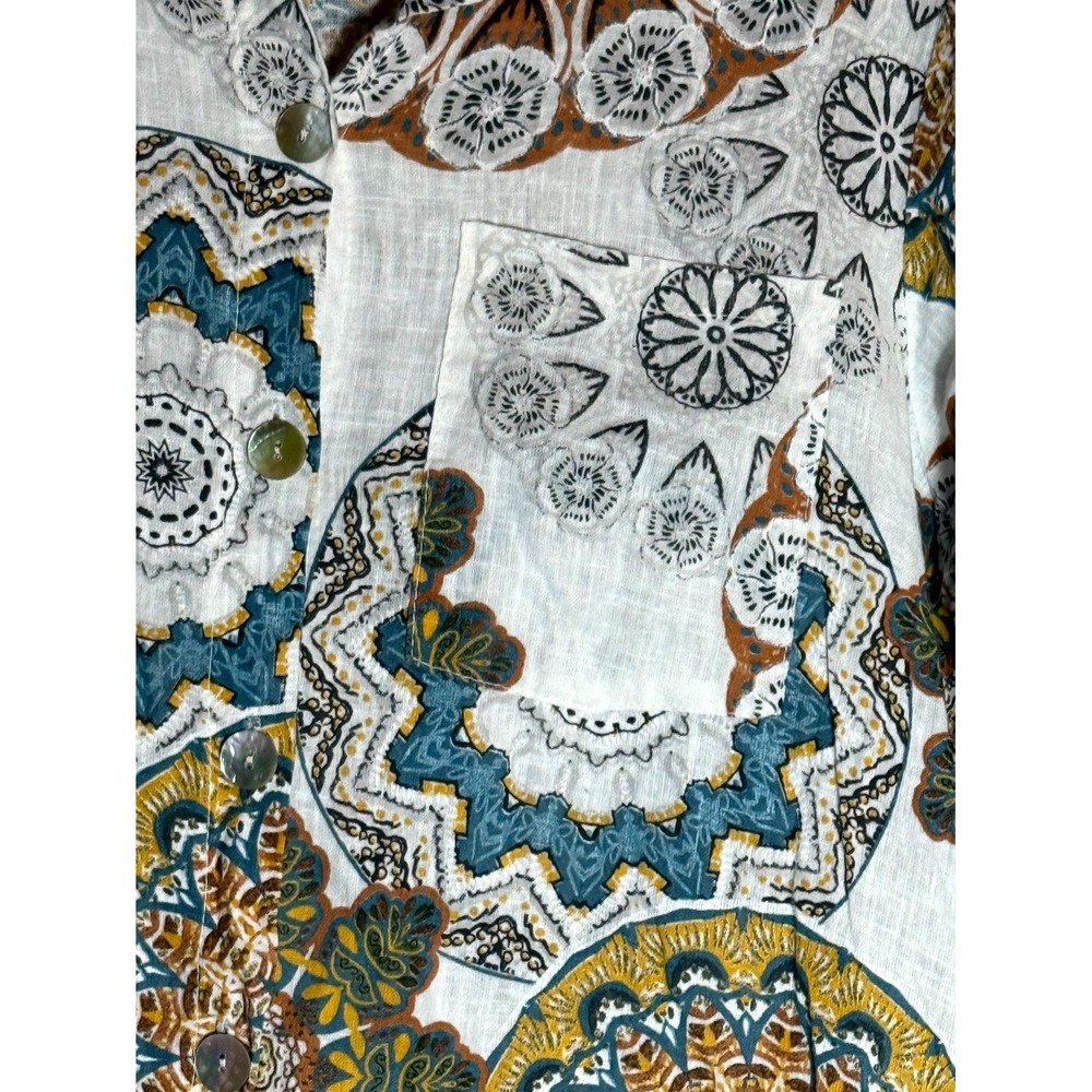 Cristina Vergani Shirt Dress Womens Medium Multicolor‎ Medallion Print Side Slit - Picture 5 of 16